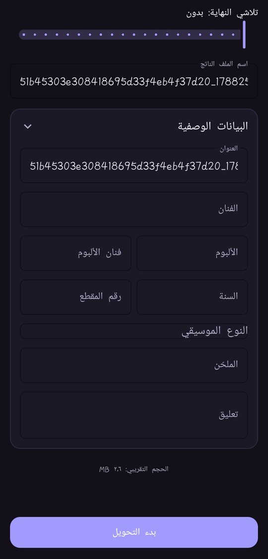 تحكم كامل — لقطة من تطبيق محوّل الصوت